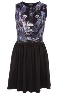 Topshop Panther Face Skater Dress - Lyst