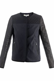 Vanessa Bruno Athé Quilted Shoulder and Leather Jacket - Lyst