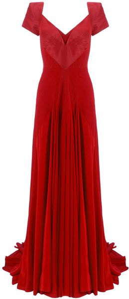 Zac Posen Silk Pleat Gown - Lyst