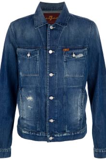 7 For All Mankind Distressed Denim Jacket - Lyst