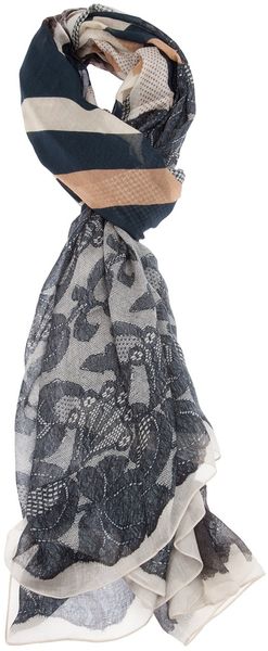Pierre Louis Mascia Floral Print Unisex Striped Scarf - Lyst