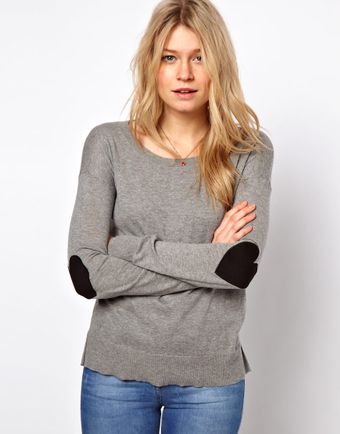Asos Boxy Jumper with Heart Elbow Patches - Lyst