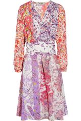 Etro Printed Crepe Wrap Dress
