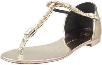 Giuseppe Zanotti Jeweled Tstrap Flat Thong Sandal Gold - Lyst
