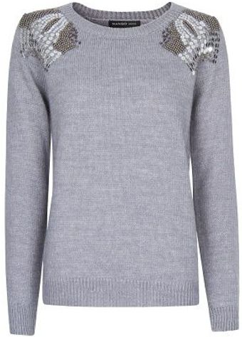 Mango Embellished Shoulders Sweater - Lyst