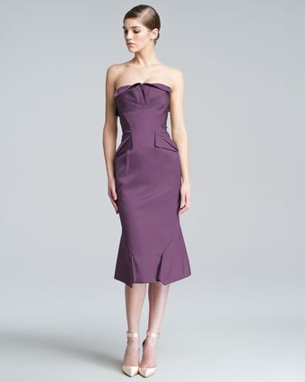 Zac Posen Strapless Duchess Satin Dress - Lyst
