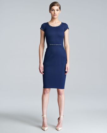 Zac Posen Fitted Capsleeve Dress - Lyst