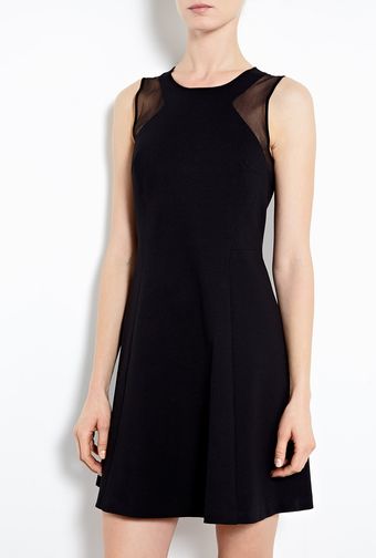 DKNY Ponte Dress with Mesh Yoke Inserts - Lyst
