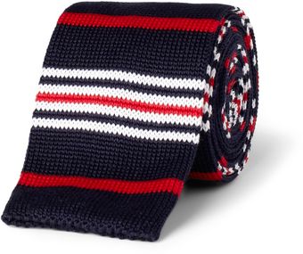 Etro Striped Knitted Cotton Tie - Lyst