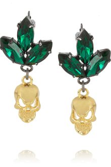 Mawi Goldplated Swarovski Crystal Skull Earrings - Lyst