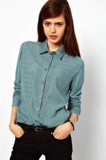 ASOS Collection Asos Shirt with Broderie Panel - Lyst