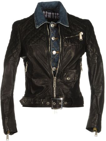 DSquared2 Leather Biker Jacket - Lyst