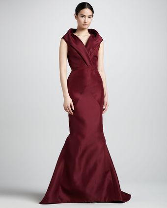 J. Mendel Sleeveless Shawl Collar Mermaid Gown - Lyst