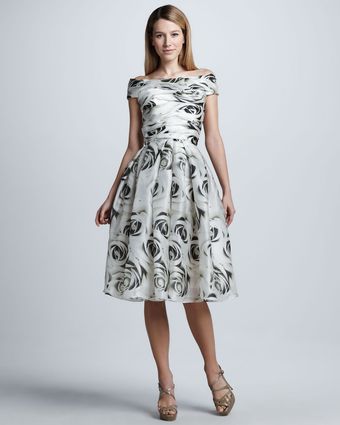 Naeem Khan Full skirt Rose print Cocktail Dress - Lyst