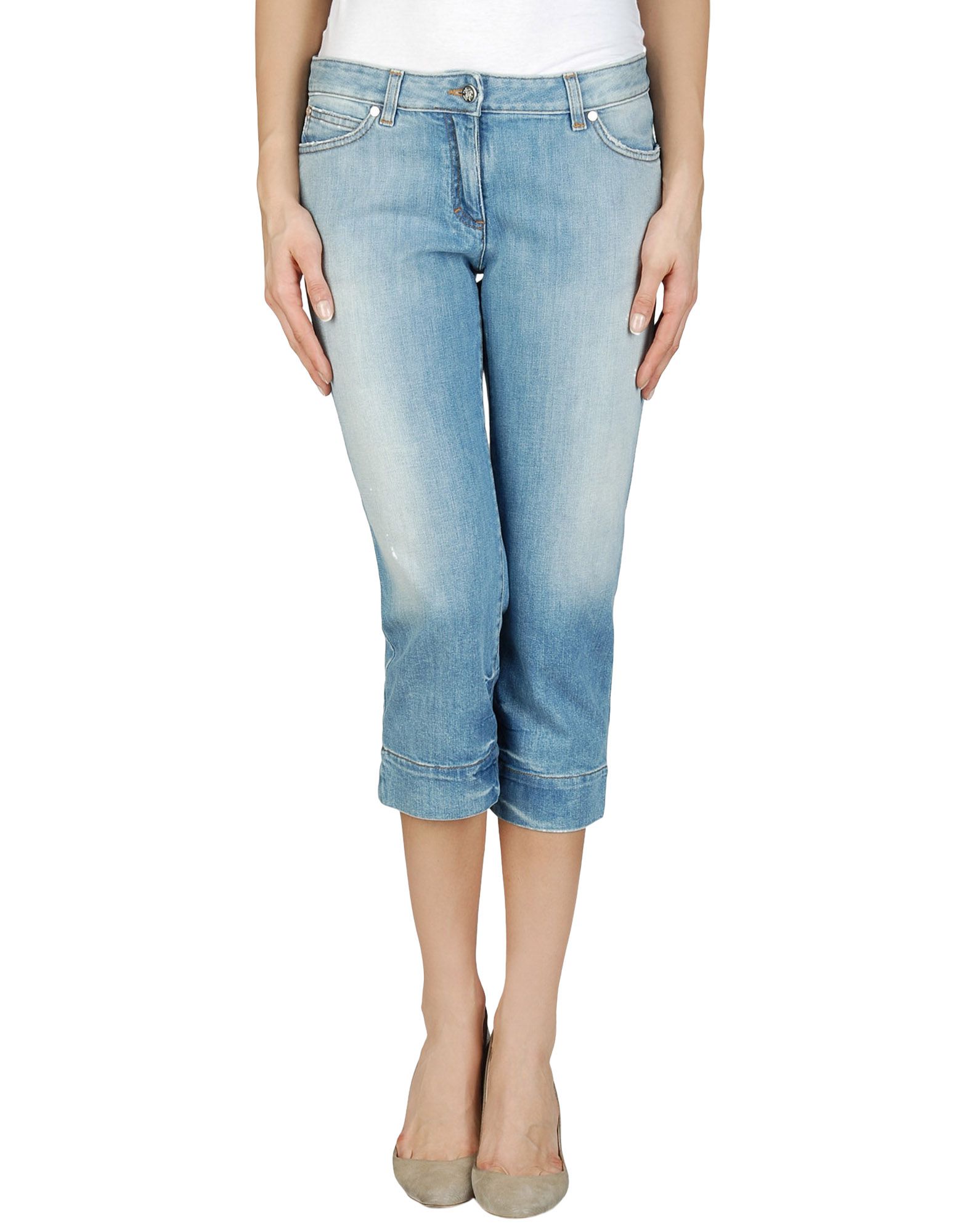 Roberto Cavalli Denim Capris In Blue Lyst 