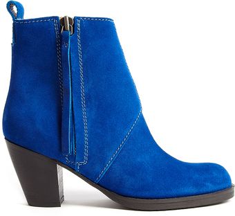 Acne Pistol Shorts Side Zip Suede Ankle Boot - Lyst