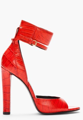 Alexander Wang Tang Red Crocodile Ankle Cuff Aminata Heels - Lyst