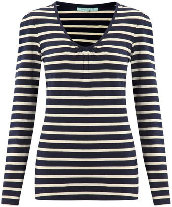 Dickins & Jones Ladies Long Sleeved Stripe Vneck Top - Lyst