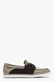 Diesel Beige Black Checkered Lace Up Malory Boater Shoes - Lyst