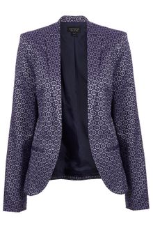 Topshop Jacquard Collarless Blazer - Lyst