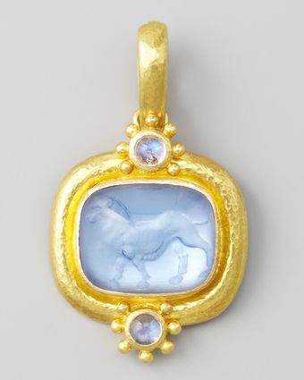 Elizabeth Locke Roaring Lion Intaglio 19k Gold Pendant - Lyst