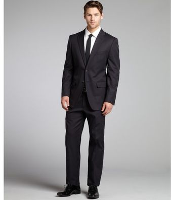 Joseph Abboud Navy Cotton Woven 2button Suit with Flat Front Pants - Lyst
