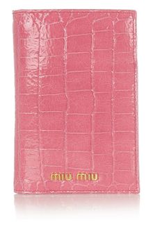 Miu Miu Croceffect Glossedleather Travel Wallet - Lyst