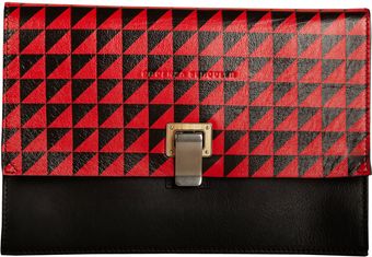 Proenza Schouler Lunch Bag Small Triangle Print Leather Clutch - Lyst