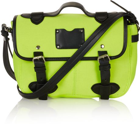 Topshop Neoprene Satchel in Green (lime) - Lyst