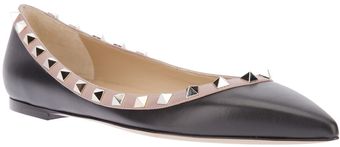 Valentino Studded Flat Shoe - Lyst