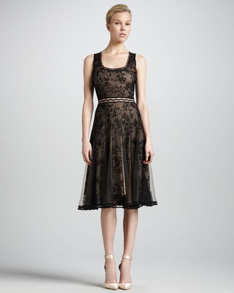 Zac Posen Scoop Neck Lace Cocktail Dress in Black