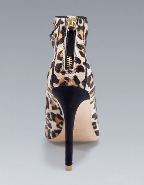 Zara Leopard Print Ankle Boot Sandal in Animal (leopard) | Lyst