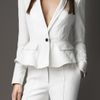 Burberry Fitted Peplum Detail Jacket in White (chalk white) - Lyst