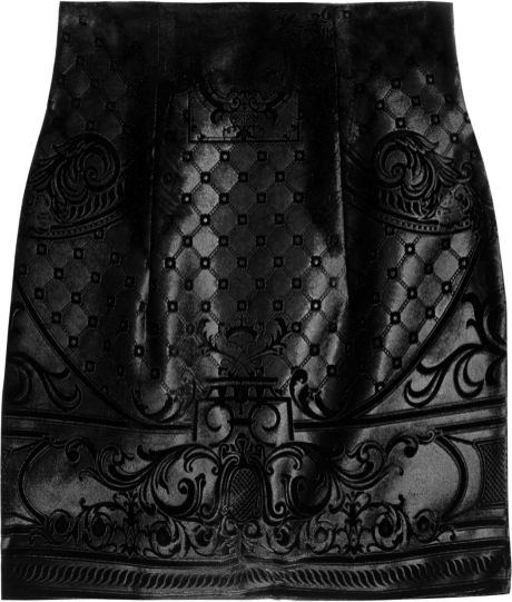 Balmain Brocadeeffect Velvet Skirt in Black - Lyst