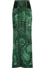 Balmain Velvetbrocade Highwaisted Split Skirt