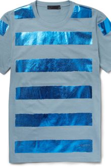 Burberry Prorsum Metallic stripe Cotton jersey T-shirt - Lyst