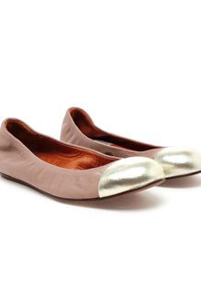 Lanvin Grained Leather Ballerina Flats - Lyst