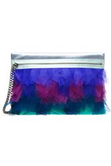 Lanvin Large Feather Zip Clutch