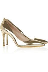 Miu Miu Glitter-Soled Mirrored Leather Pumps