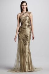 Monique Lhuillier Oneshoulder Tulle Gown