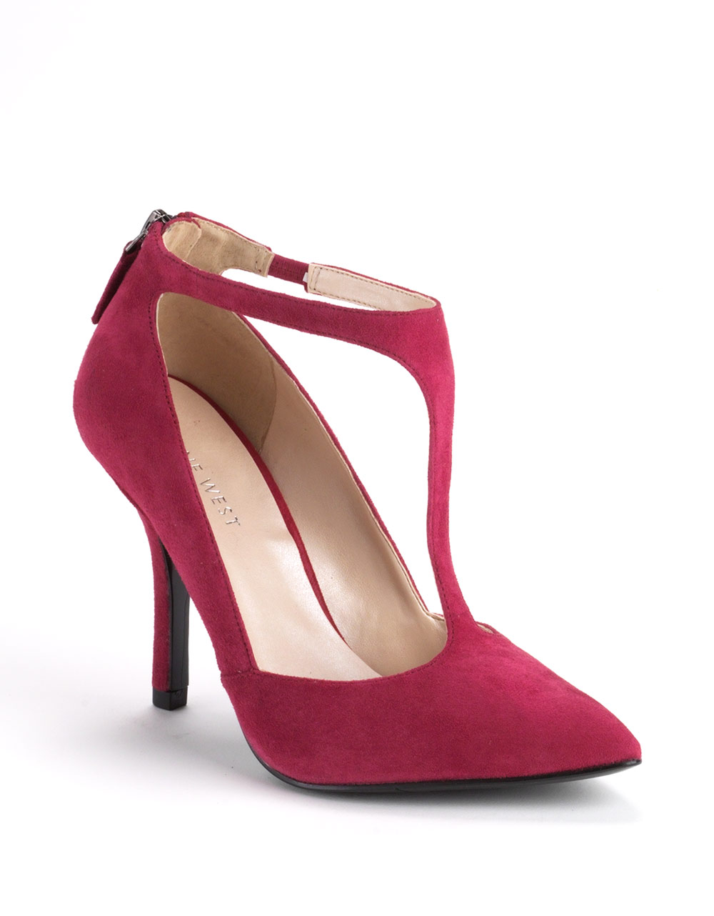 Nine West Blonsky T-Strap Suede Pumps in Red (red suede) | Lyst