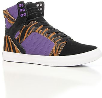Supra The Skytop Sneaker in Tiger Print Pony Hair Black Suede Purple Nylon - Lyst