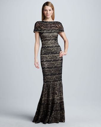 Tadashi Shoji Capsleeve Lace Mermaid Gown - Lyst