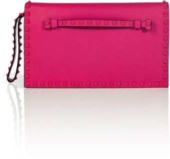 Valentino Pop Fuchsia Leather Tonal Rockstud Clutch - Lyst