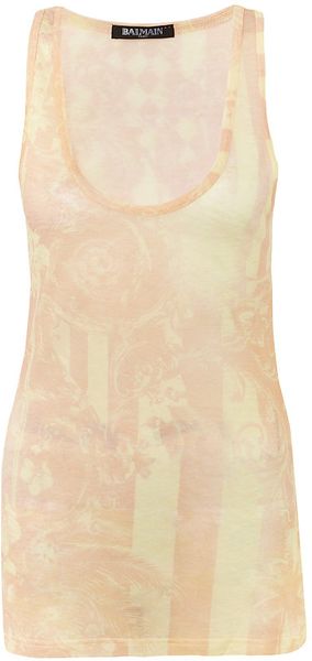 Balmain Printed Linen Vest - Lyst