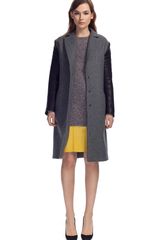 Cedric Charlier Leather Sleeve Car Coat