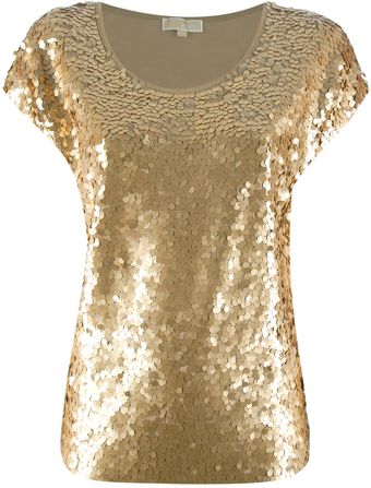 Michael by Michael Kors Sequin Embellished T-Shirt - Lyst