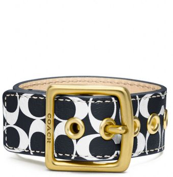 Coach Signature C Leather Buckle Bracelet - Lyst