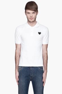 Comme Des Garçons White Black Logo Applique Polo - Lyst