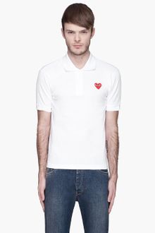Comme Des Garçons White Red Logo Applique Polo - Lyst